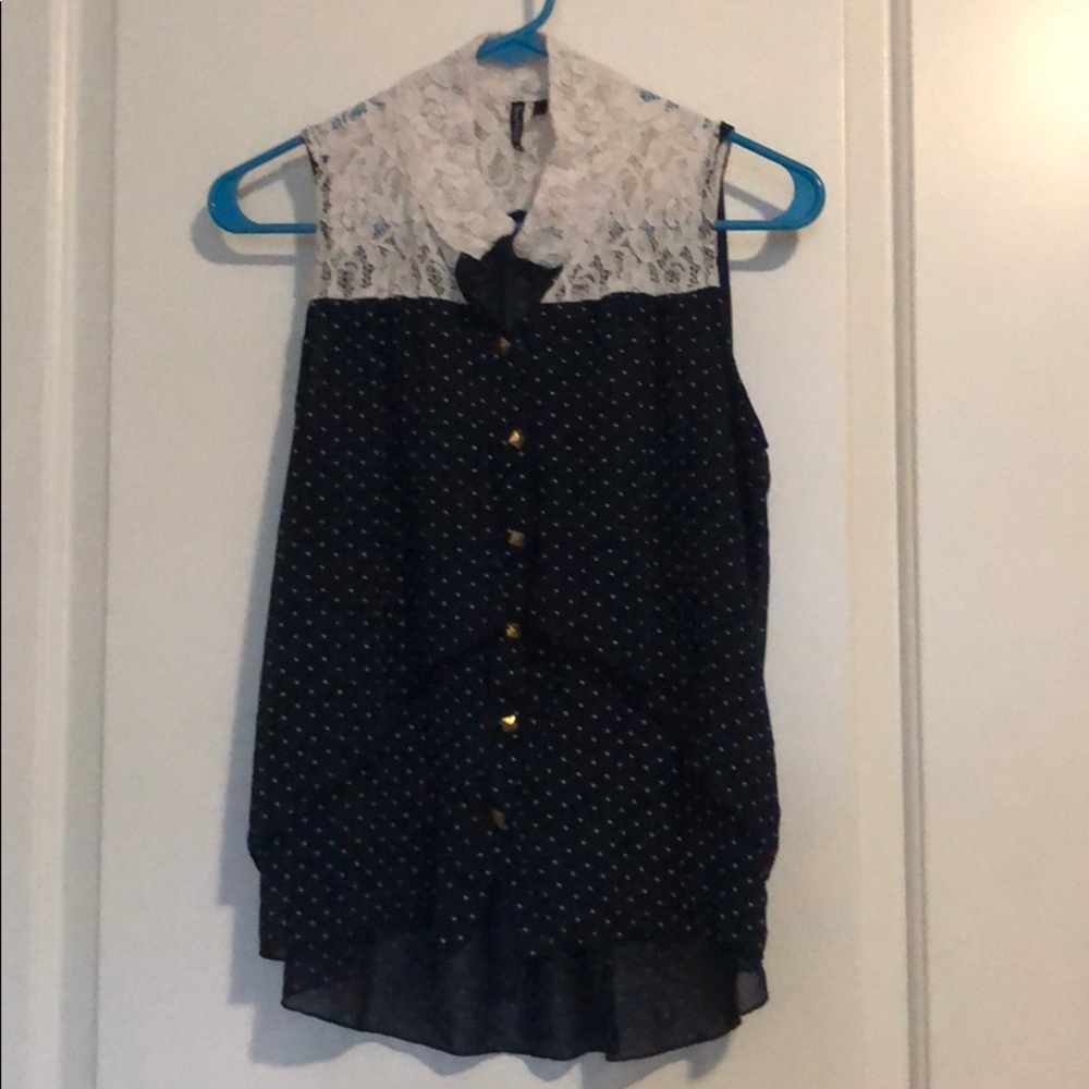 Women blue and white top